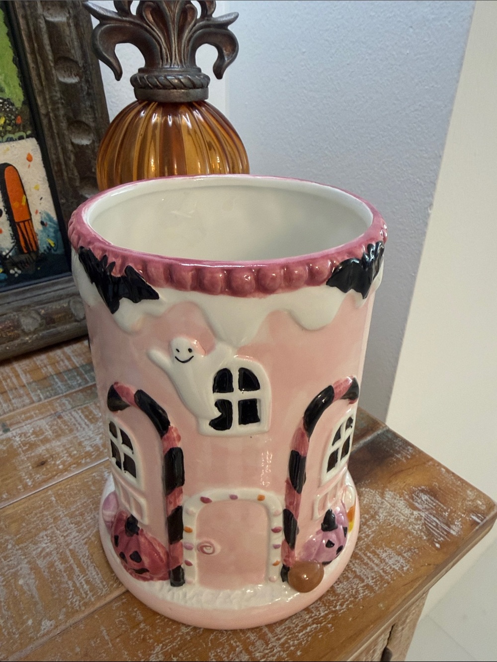 Pink Ceramic Halloween House Decorative Vase - Unbranded